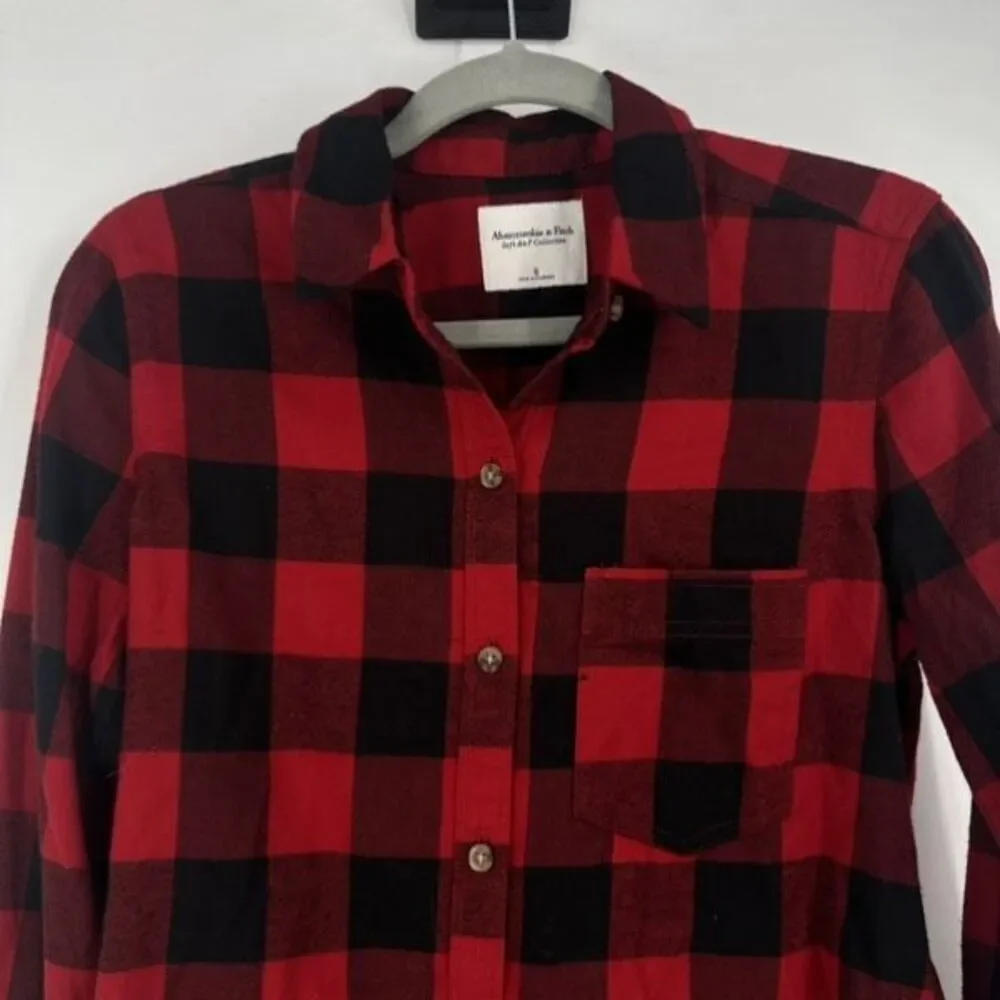 Abercrombie & Fitch Women’s Buffalo Plaid Button Down Soft A&F Collection Small - Picture 7 of 12